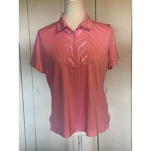 EP Pro Women Size Large Tour Tech Golf Shirt Pink 1/2 Button Front‎